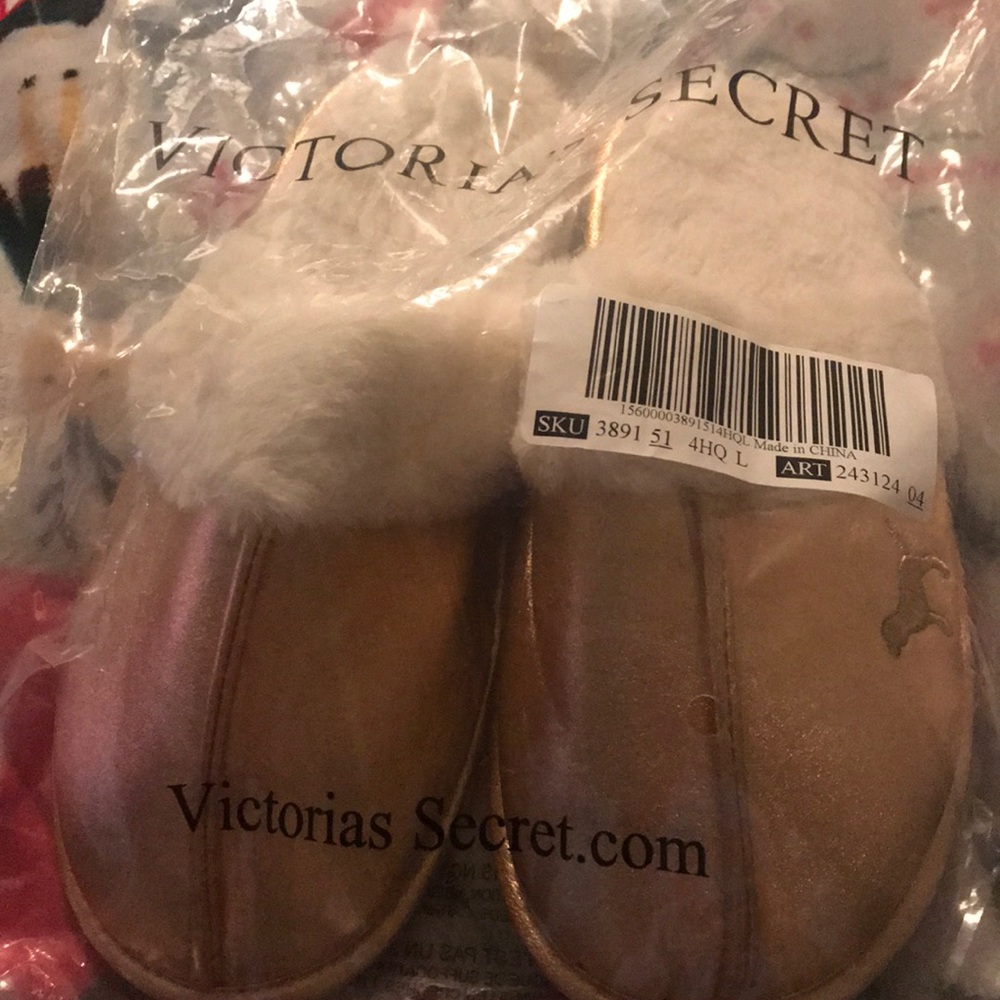 Victoria’s Secret rose gold slippers